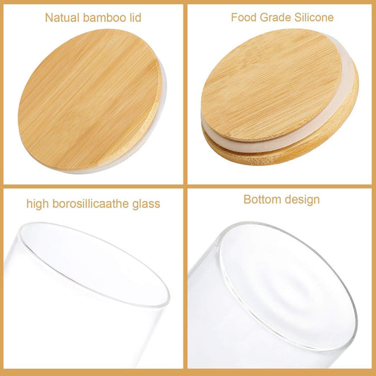 Glass Airtight Kitchen Canisters with Bamboo Lids – Set of 3, 1000 ml