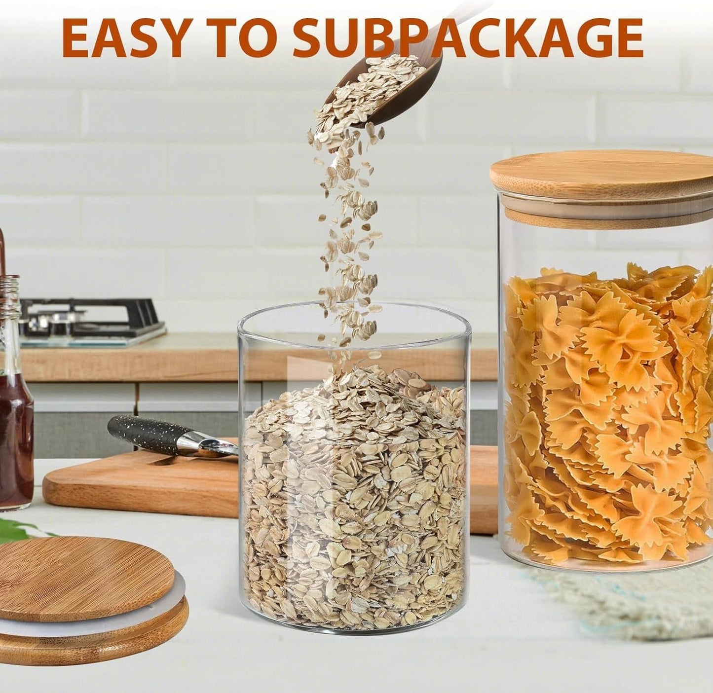 Glass Storage Canisters with Airtight Bamboo Lids – Set of 3, 780 ml