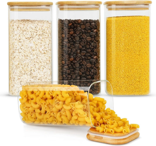 Borosilicate Glass Airtight Storage Containers – Set of 4, 54 oz (1.6 L)